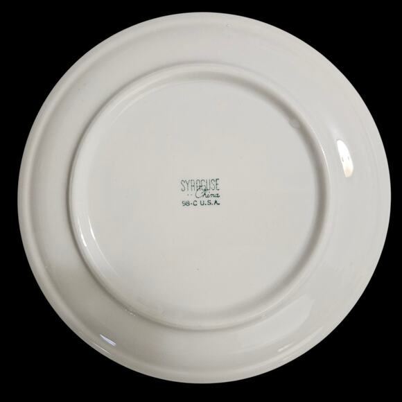 Syracuse China 8" White Plates with Orange Rim – Set of 3 – USA Made - Picture 3 of 6